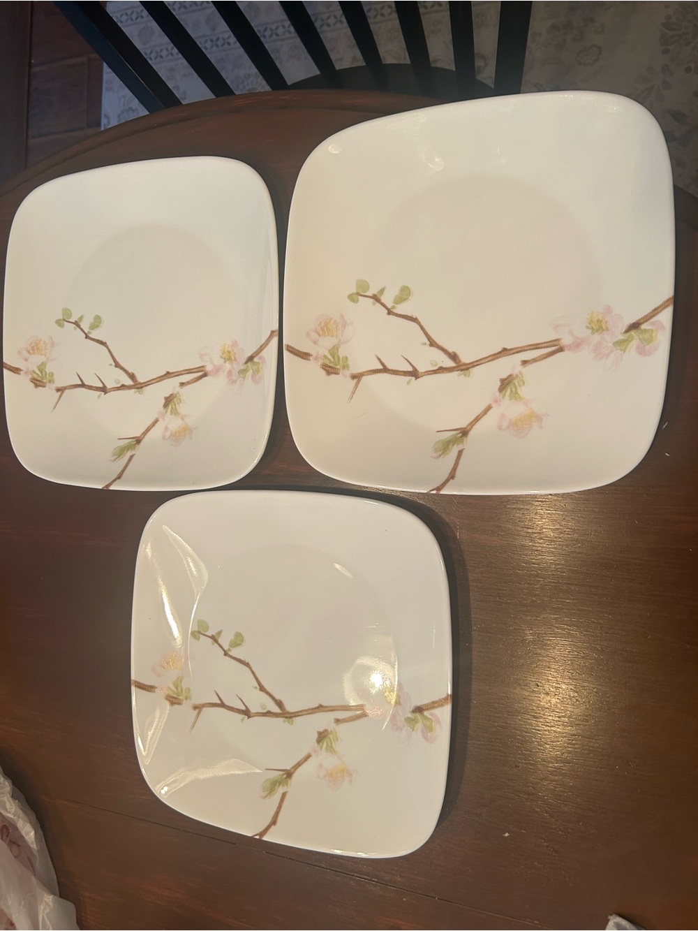 Corelle Hanami Garden square dinner plates set of 3 - Picture 1 of 2